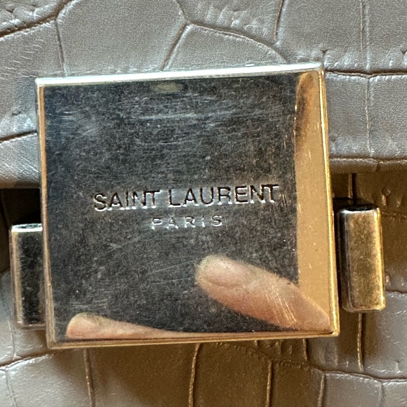YVES SAINT LAURENT Two way handbag ,Gray croc leather 🌟AUTHENTIC 🌟 - Picture 7 of 12